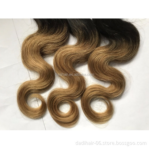 two tone color human hair extensions blonde hair virgin brazilian ombre blonde hair
